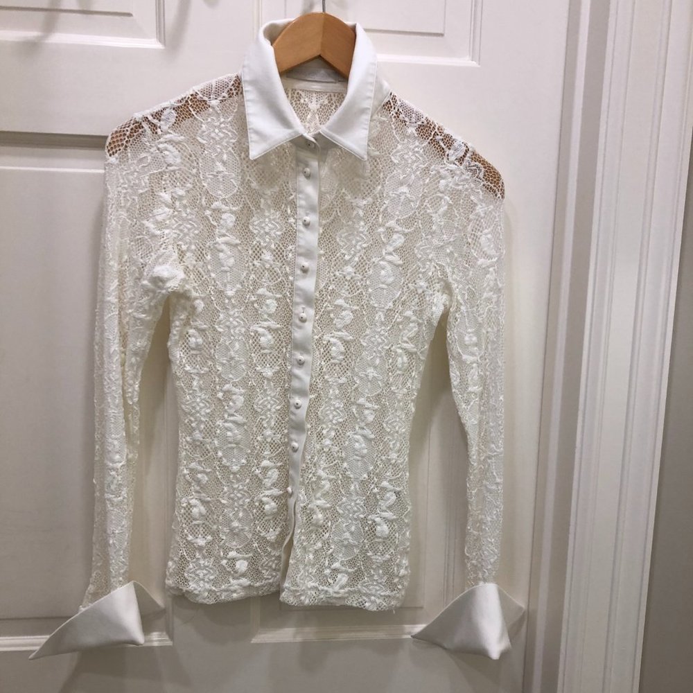 Anne Fontaine White Lace Blouse